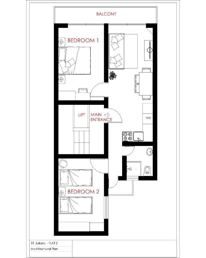 F2 - Lovely Two Bedrooms Flat Sea View, St Julians Saint Julian's Bagian luar foto